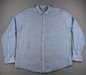 Faherty Shirt Mens XL Blue Linen Long Sleeve Button-Up Casual Lightweight Pocket